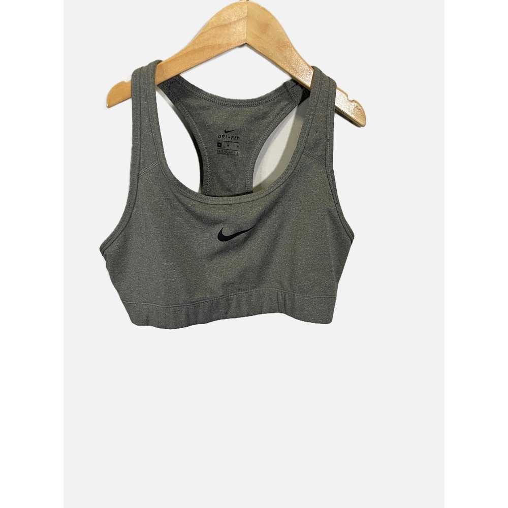 Nike Sports Bra Womens Medium Grey Dri-FIT Racerback Activewear Gym Training